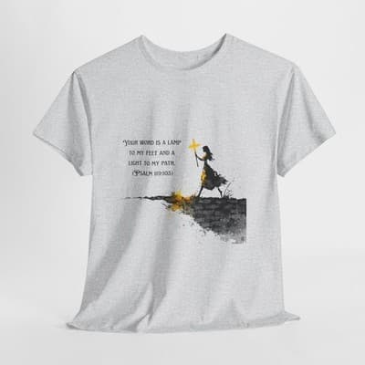 Girl Cross Tee | Psalm 119:105 Scripture Shirt Christian Gift Motivational Shirt - Thumbnail 6