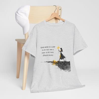 Girl Cross Tee | Psalm 119:105 Scripture Shirt Christian Gift Motivational Shirt - Thumbnail 7