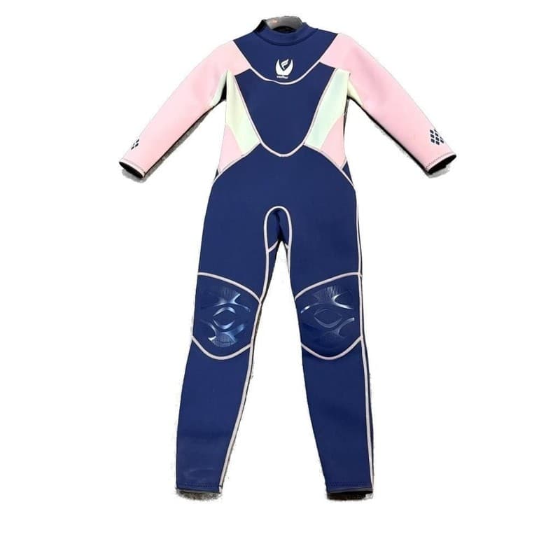 Vofiw Full Body Neoprene Wetsuit, Navy and Pink Colorblock, Kids Size 12