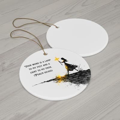 Psalm 119:105 Scripture Ornament ceramic ornament | Christian Christmas decor - Thumbnail 2