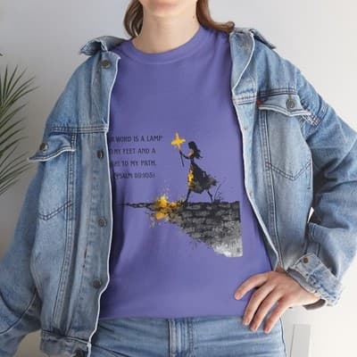 Girl Cross Tee | Psalm 119:105 Scripture Shirt Christian Gift Motivational Shirt - Thumbnail 8