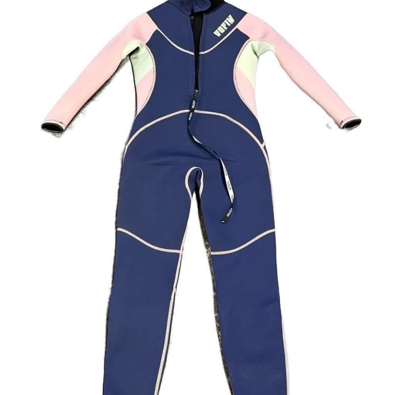Vofiw Full Body Neoprene Wetsuit, Navy and Pink Colorblock, Kids Size 12 - Thumbnail 5