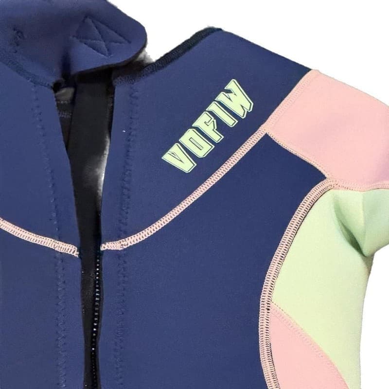 Vofiw Full Body Neoprene Wetsuit, Navy and Pink Colorblock, Kids Size 12 - Thumbnail 6