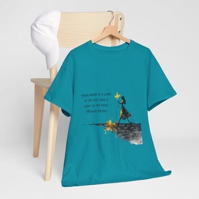Girl Cross Tee | Psalm 119:105 Scripture Shirt Christian Gift Motivational Shirt - Thumbnail 7
