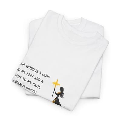 Girl Cross Tee | Psalm 119:105 Scripture Shirt Christian Gift Motivational Shirt - Thumbnail 6