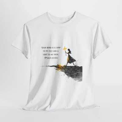 Girl Cross Tee | Psalm 119:105 Scripture Shirt Christian Gift Motivational Shirt