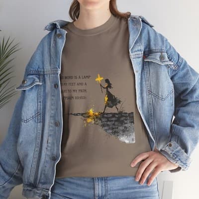 Girl Cross Tee | Psalm 119:105 Scripture Shirt Christian Gift Motivational Shirt - Thumbnail 8