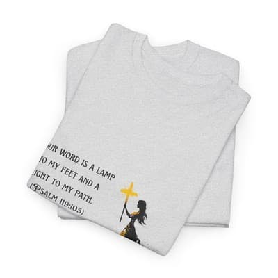 Girl Cross Tee | Psalm 119:105 Scripture Shirt Christian Gift Motivational Shirt - Thumbnail 5