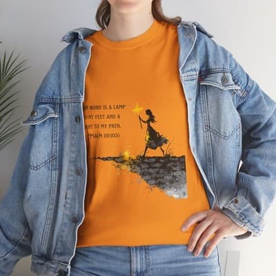 Girl Cross Tee | Psalm 119:105 Scripture Shirt Christian Gift Motivational Shirt - Thumbnail 8