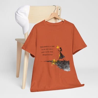 Girl Cross Tee | Psalm 119:105 Scripture Shirt Christian Gift Motivational Shirt - Thumbnail 7