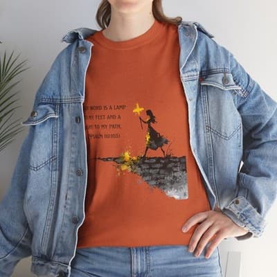 Girl Cross Tee | Psalm 119:105 Scripture Shirt Christian Gift Motivational Shirt - Thumbnail 8