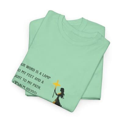 Girl Cross Tee | Psalm 119:105 Scripture Shirt Christian Gift Motivational Shirt - Thumbnail 5