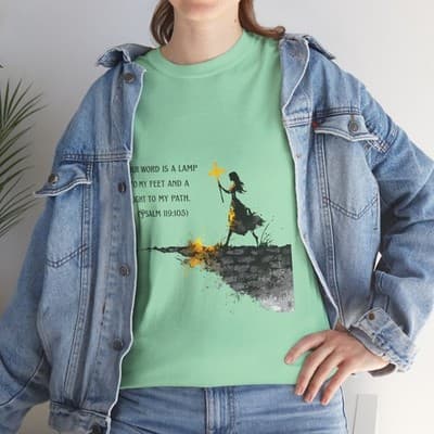 Girl Cross Tee | Psalm 119:105 Scripture Shirt Christian Gift Motivational Shirt - Thumbnail 8