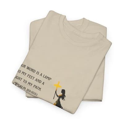 Girl Cross Tee | Psalm 119:105 Scripture Shirt Christian Gift Motivational Shirt - Thumbnail 5