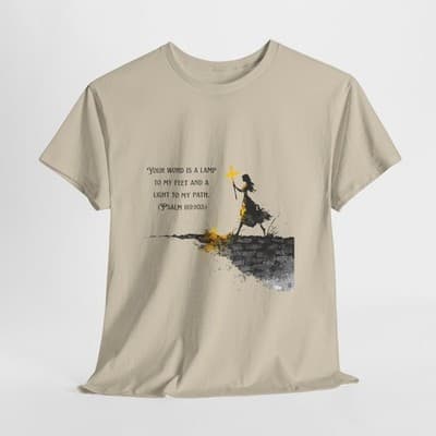 Girl Cross Tee | Psalm 119:105 Scripture Shirt Christian Gift Motivational Shirt - Thumbnail 6