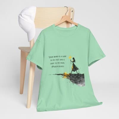 Girl Cross Tee | Psalm 119:105 Scripture Shirt Christian Gift Motivational Shirt - Thumbnail 7