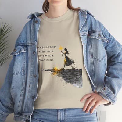 Girl Cross Tee | Psalm 119:105 Scripture Shirt Christian Gift Motivational Shirt - Thumbnail 8