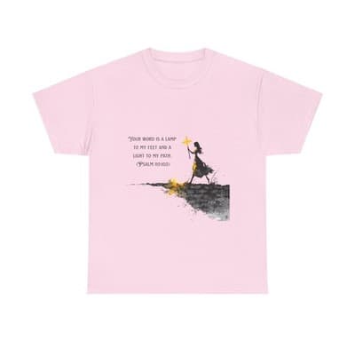 Girl Cross Tee | Psalm 119:105 Scripture Shirt Christian Gift Motivational Shirt