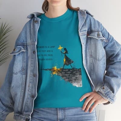 Girl Cross Tee | Psalm 119:105 Scripture Shirt Christian Gift Motivational Shirt - Thumbnail 8