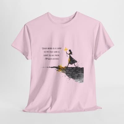 Girl Cross Tee | Psalm 119:105 Scripture Shirt Christian Gift Motivational Shirt - Thumbnail 6