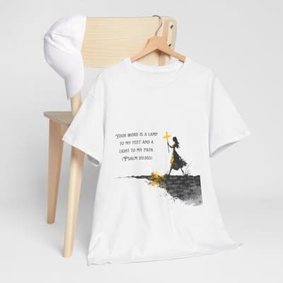 Girl Cross Tee | Psalm 119:105 Scripture Shirt Christian Gift Motivational Shirt - Thumbnail 7