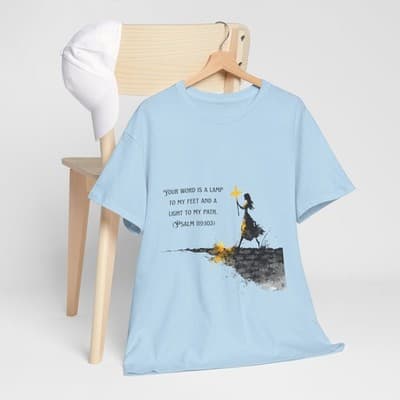 Girl Cross Tee | Psalm 119:105 Scripture Shirt Christian Gift Motivational Shirt - Thumbnail 7