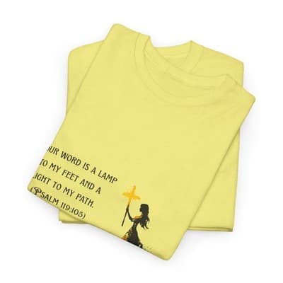 Girl Cross Tee | Psalm 119:105 Scripture Shirt Christian Gift Motivational Shirt - Thumbnail 5