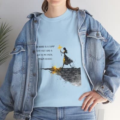 Girl Cross Tee | Psalm 119:105 Scripture Shirt Christian Gift Motivational Shirt - Thumbnail 8
