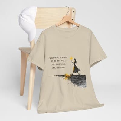 Girl Cross Tee | Psalm 119:105 Scripture Shirt Christian Gift Motivational Shirt - Thumbnail 7