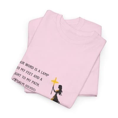 Girl Cross Tee | Psalm 119:105 Scripture Shirt Christian Gift Motivational Shirt - Thumbnail 5