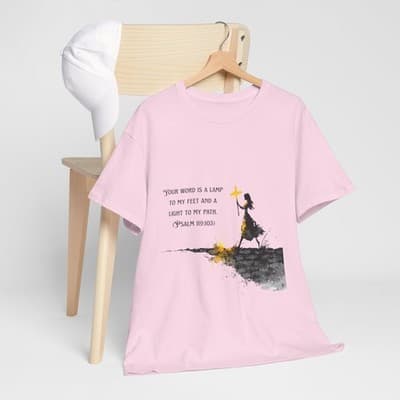 Girl Cross Tee | Psalm 119:105 Scripture Shirt Christian Gift Motivational Shirt - Thumbnail 7