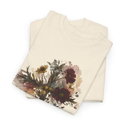Floral Cross Tee | Watercolor Wildflowers, Botanical Faith Shirt - Thumbnail 6