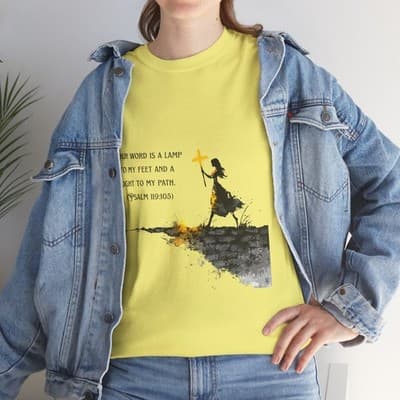 Girl Cross Tee | Psalm 119:105 Scripture Shirt Christian Gift Motivational Shirt - Thumbnail 8