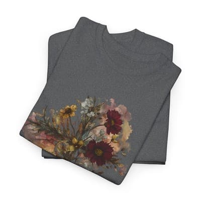 Floral Cross Tee | Watercolor Wildflowers, Botanical Faith Shirt - Thumbnail 6
