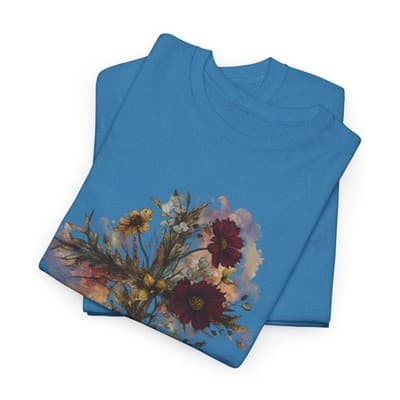 Floral Cross Tee | Watercolor Wildflowers, Botanical Faith Shirt - Thumbnail 6