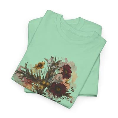 Floral Cross Tee | Watercolor Wildflowers, Botanical Faith Shirt - Thumbnail 6