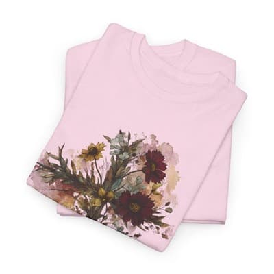 Floral Cross Tee | Watercolor Wildflowers, Botanical Faith Shirt - Thumbnail 6