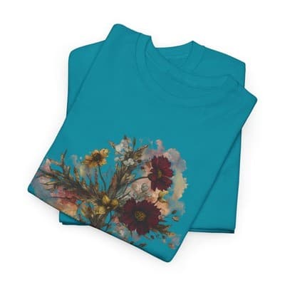 Floral Cross Tee | Watercolor Wildflowers, Botanical Faith Shirt - Thumbnail 6