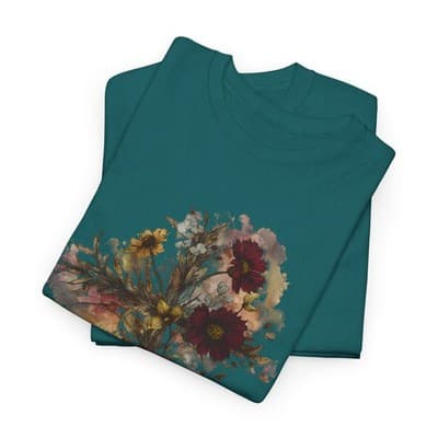 Floral Cross Tee | Watercolor Wildflowers, Botanical Faith Shirt - Thumbnail 6