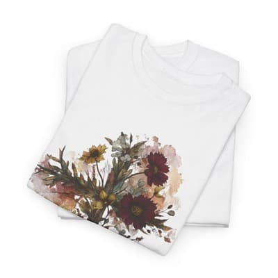Floral Cross Tee | Watercolor Wildflowers, Botanical Faith Shirt - Thumbnail 6