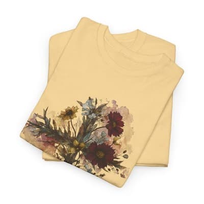 Floral Cross Tee | Watercolor Wildflowers, Botanical Faith Shirt - Thumbnail 6