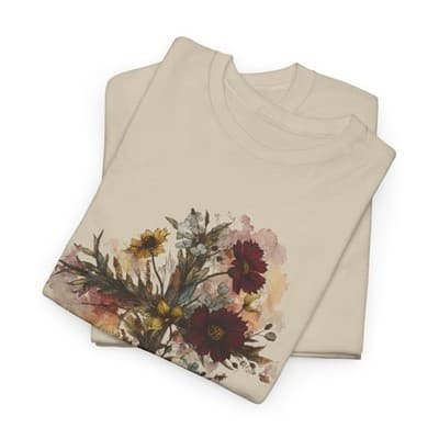 Floral Cross Tee | Watercolor Wildflowers, Botanical Faith Shirt - Thumbnail 6