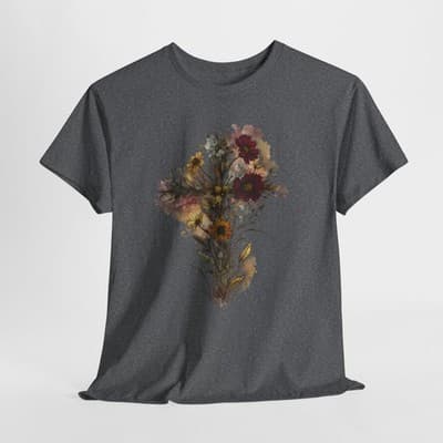 Floral Cross Tee | Watercolor Wildflowers, Botanical Faith Shirt