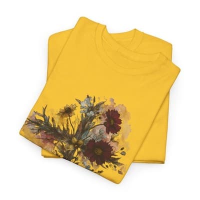 Floral Cross Tee | Watercolor Wildflowers, Botanical Faith Shirt - Thumbnail 6