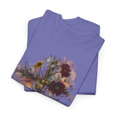 Floral Cross Tee | Watercolor Wildflowers, Botanical Faith Shirt - Thumbnail 6