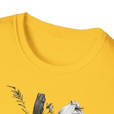 Monochrome Floral Cross T-Shirt | Botanical Cross Tee - Thumbnail 3