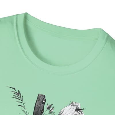 Monochrome Floral Cross T-Shirt | Botanical Cross Tee - Thumbnail 3