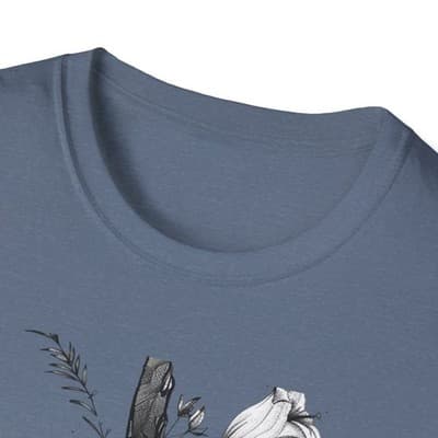 Monochrome Floral Cross T-Shirt | Botanical Cross Tee - Thumbnail 3