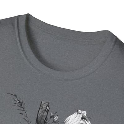 Monochrome Floral Cross T-Shirt | Botanical Cross Tee - Thumbnail 3