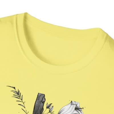 Monochrome Floral Cross T-Shirt | Botanical Cross Tee - Thumbnail 3